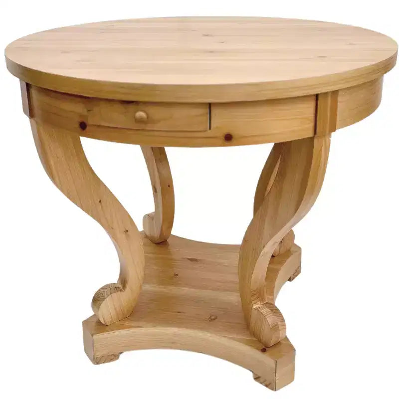 Tavolo da pranzo rotondo con piedistallo in legno marrone/naturale – 2 posti a sedere