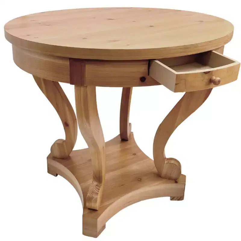 Tavolo da pranzo rotondo con piedistallo in legno marrone/naturale – 2 posti a sedere