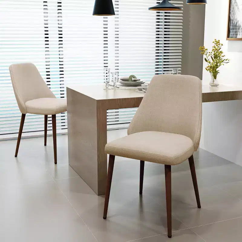 GDFStudio Fira Mid-Century Modern Upholstered Dining Chairs wiith Iron Legs (Set of 2)