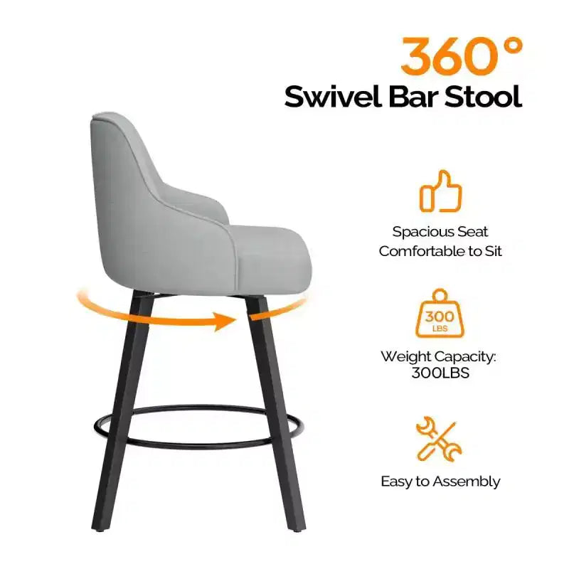 Sgabello da bar senza braccioli in ecopelle beige/grigio/verde con rotazione a 360°, gambe in legno – 1 posto a sedere