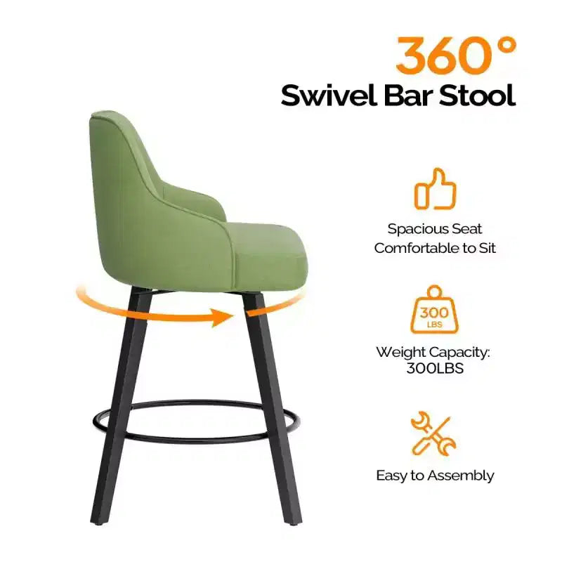 Sgabello da bar senza braccioli in ecopelle beige/grigio/verde con rotazione a 360°, gambe in legno – 1 posto a sedere
