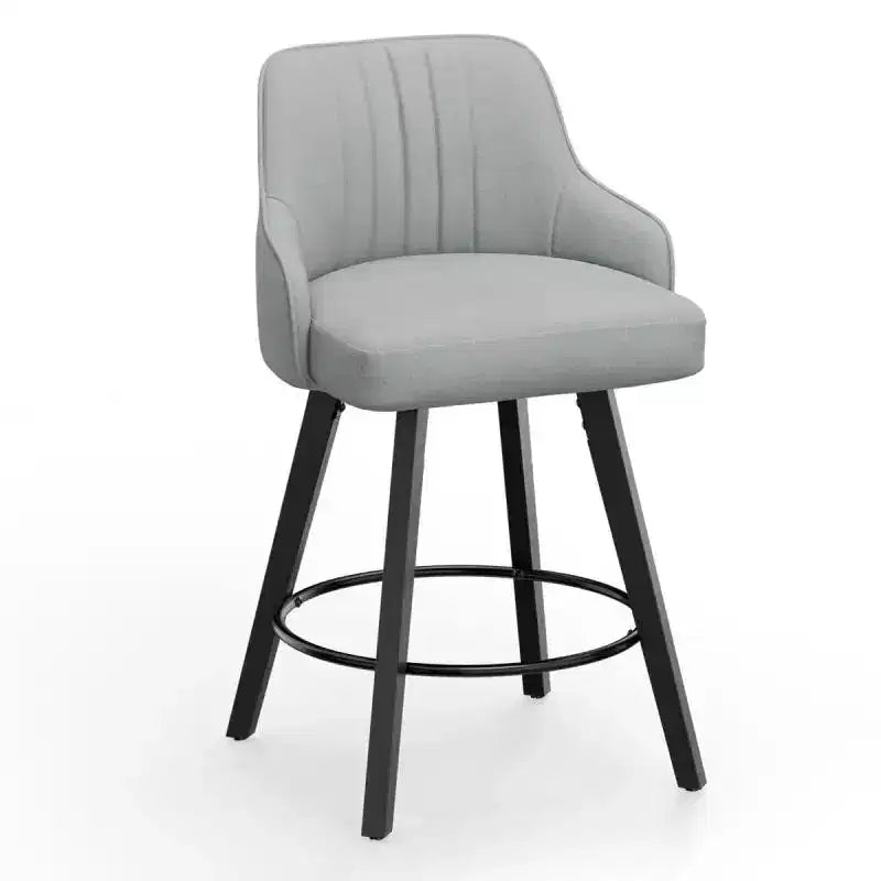 Sgabello da bar senza braccioli in ecopelle beige/grigio/verde con rotazione a 360°, gambe in legno – 1 posto a sedere