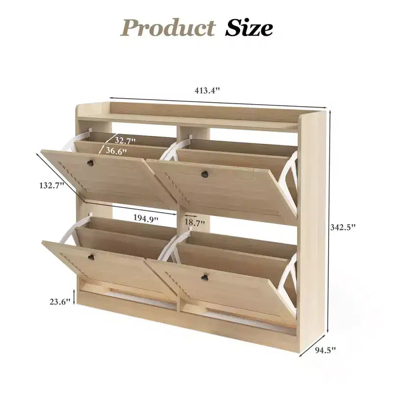 Scarpiera a ribalta a 4 ante, colore nero/bianco/legno, autoportante, contiene fino a 32 paia