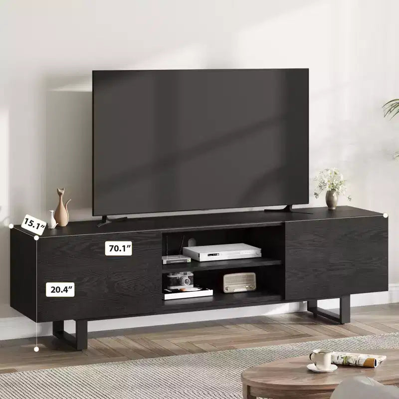 Mobile TV Industriale Nero 2 Cassetti, Adatto fino a 80", Montaggio per 1 Persona
