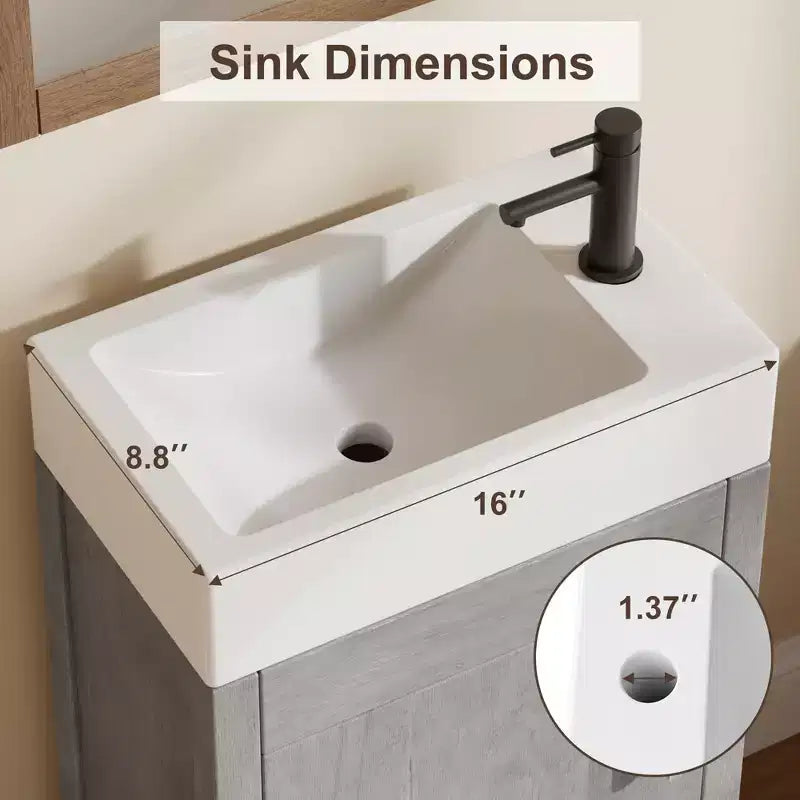 Mobiletto lavabo da bagno indipendente da 40 cm con anta a chiusura ammortizzata – Nero / Grigio / Rovere / Bianco, Monoposto