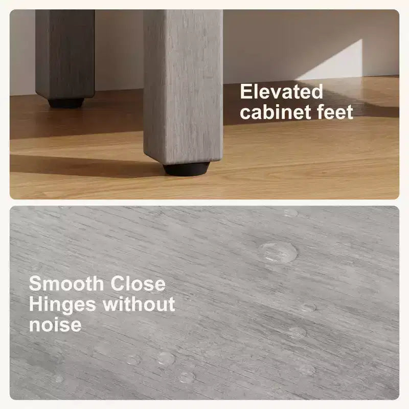 Mobiletto lavabo da bagno indipendente da 40 cm con anta a chiusura ammortizzata – Nero / Grigio / Rovere / Bianco, Monoposto