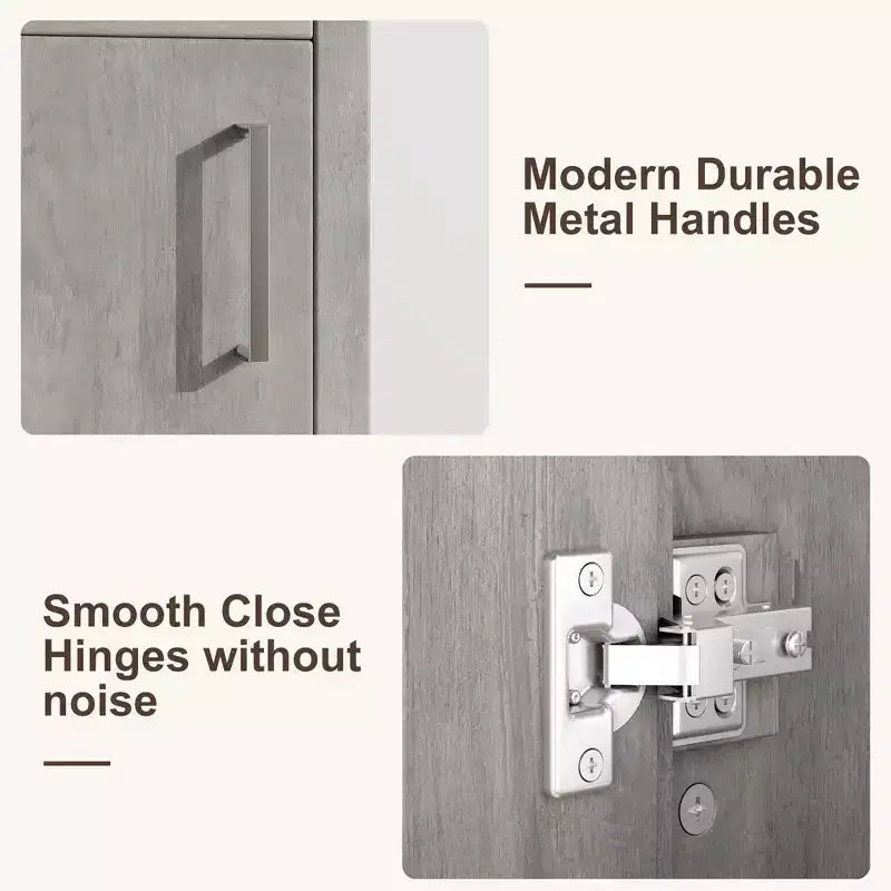 Mobiletto lavabo da bagno indipendente da 40 cm con anta a chiusura ammortizzata – Nero / Grigio / Rovere / Bianco, Monoposto