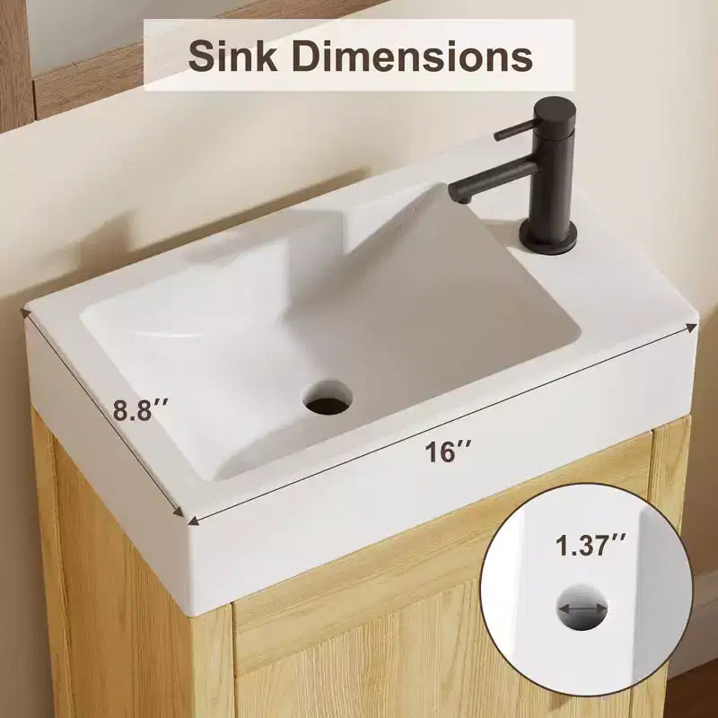 Mobiletto lavabo da bagno indipendente da 40 cm con anta a chiusura ammortizzata – Nero / Grigio / Rovere / Bianco, Monoposto