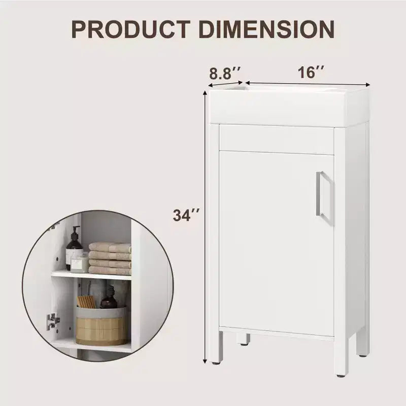 Mobiletto lavabo da bagno indipendente da 40 cm con anta a chiusura ammortizzata – Nero / Grigio / Rovere / Bianco, Monoposto