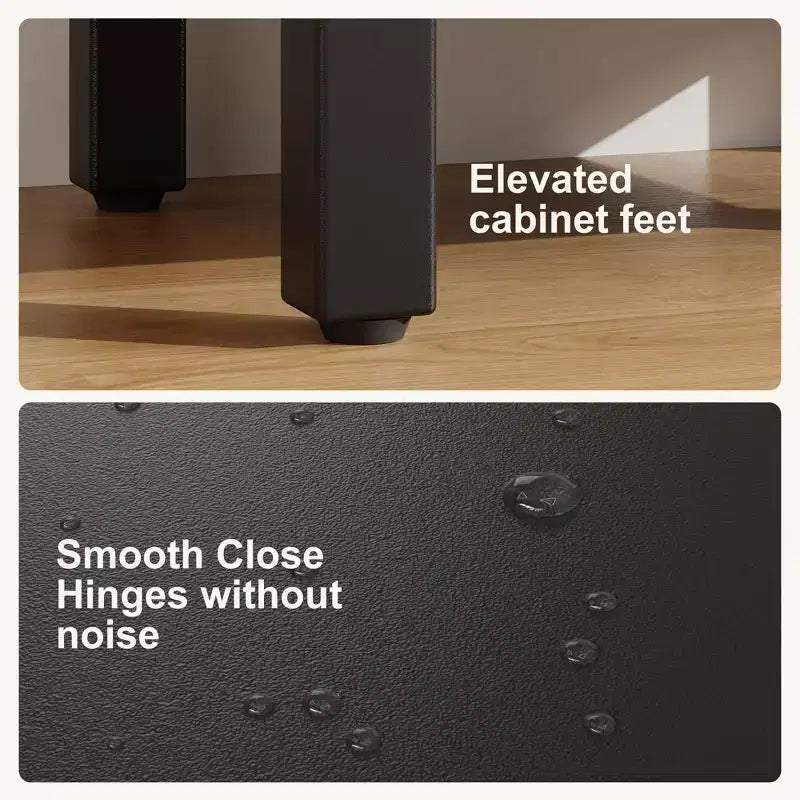 Mobiletto lavabo da bagno indipendente da 40 cm con anta a chiusura ammortizzata – Nero / Grigio / Rovere / Bianco, Monoposto