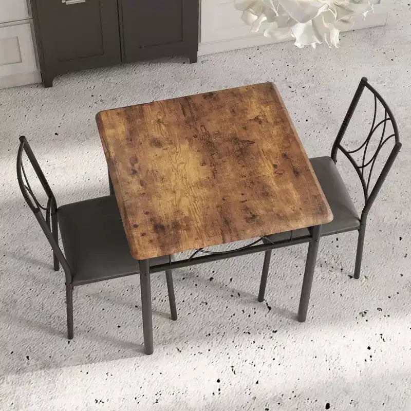 Set da pranzo quadrato retrò colorato per 2 persone, tavolo e sedie da cucina in 3 pezzi