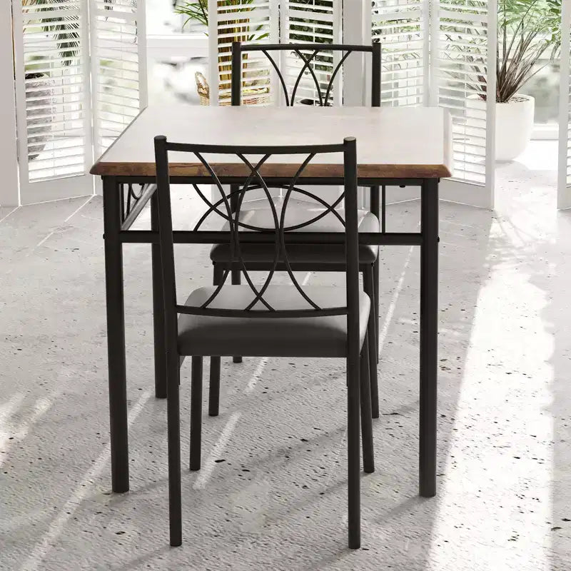 Set da pranzo quadrato retrò colorato per 2 persone, tavolo e sedie da cucina in 3 pezzi