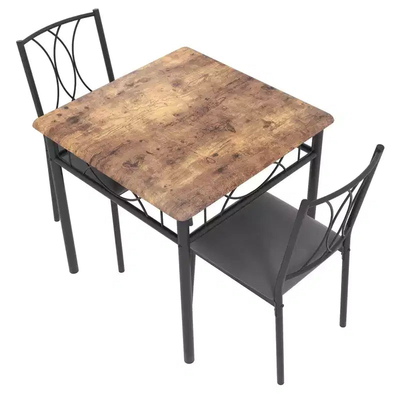 Set da pranzo quadrato retrò colorato per 2 persone, tavolo e sedie da cucina in 3 pezzi