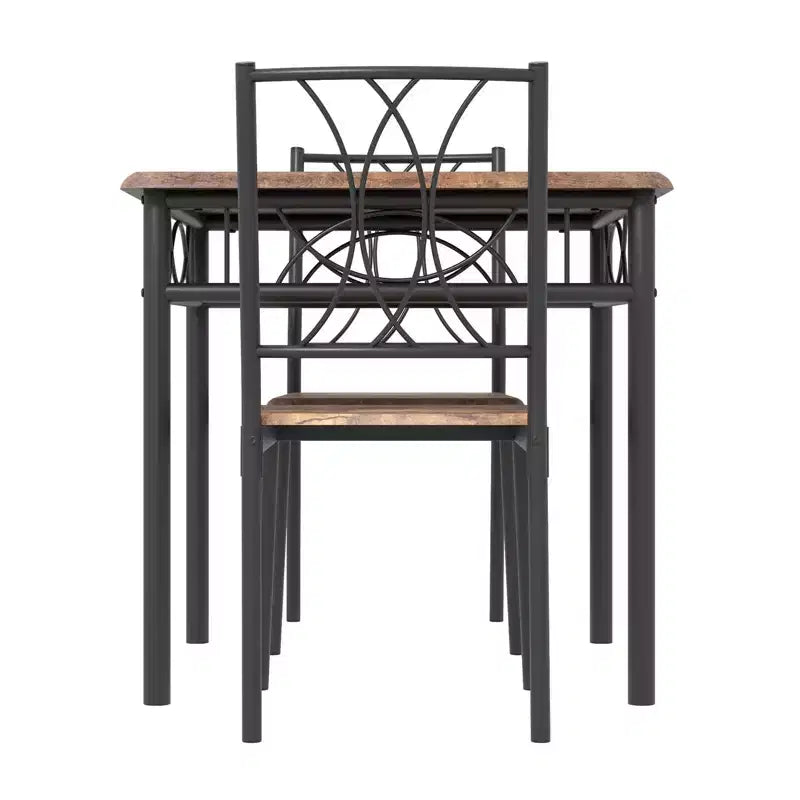Set da pranzo quadrato retrò colorato per 2 persone, tavolo e sedie da cucina in 3 pezzi