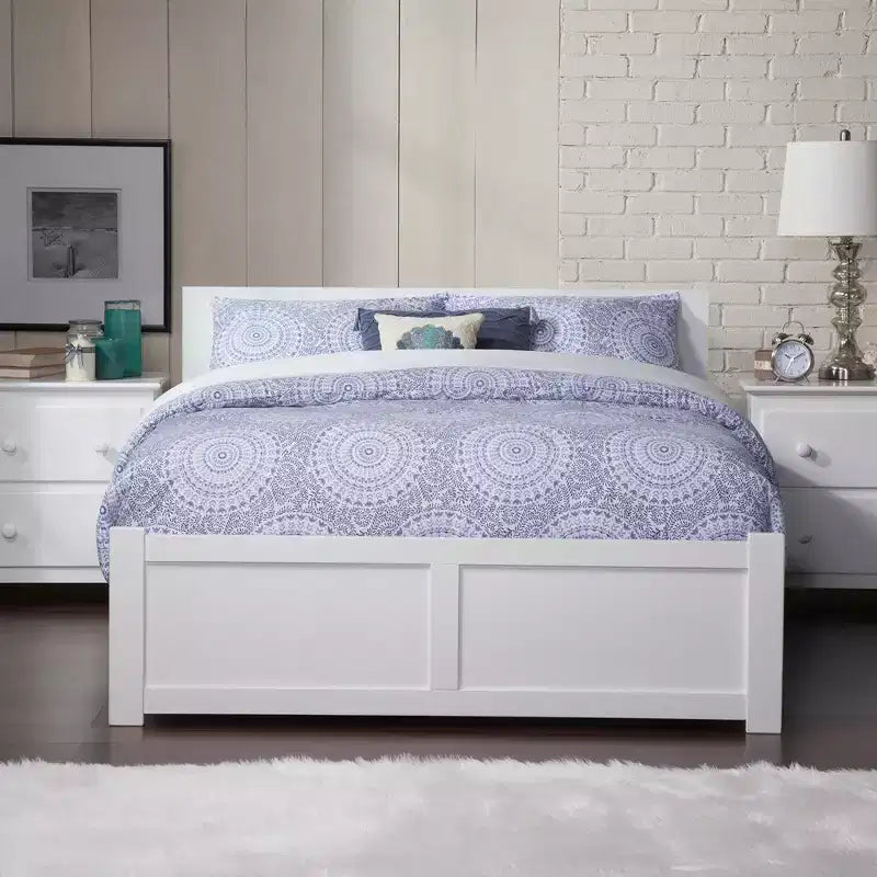 Letto a piattaforma matrimoniale marrone/bianco con letto estraibile singolo, 2 posti letto
