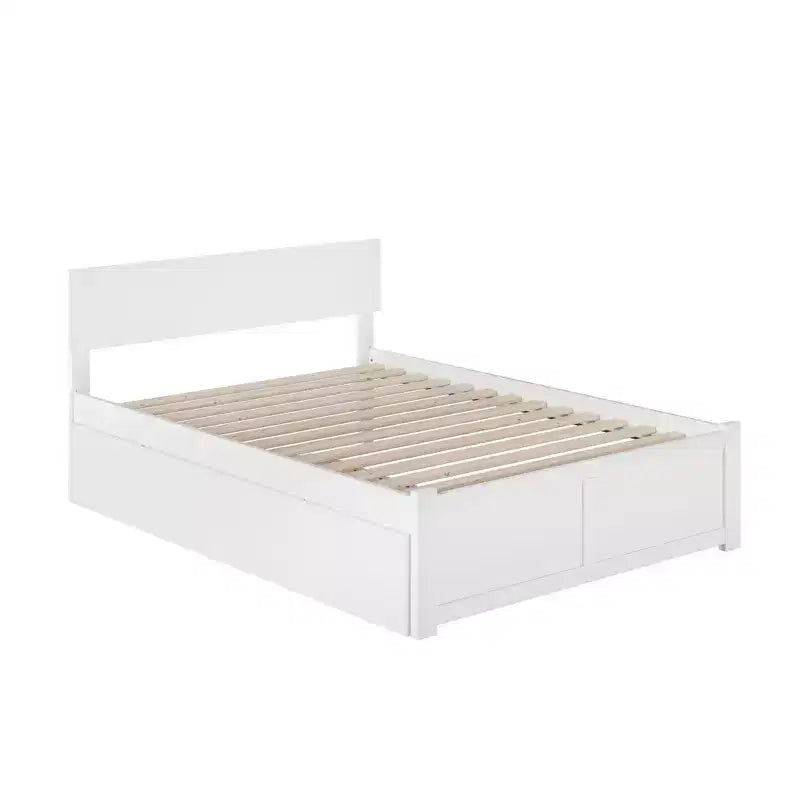Letto a piattaforma matrimoniale marrone/bianco con letto estraibile singolo, 2 posti letto