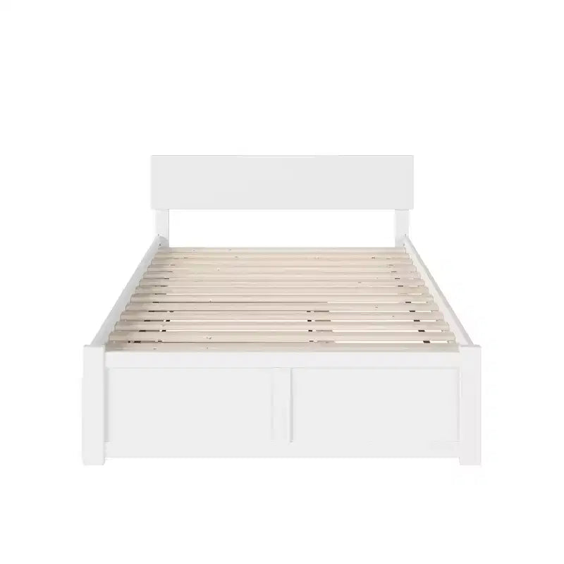 Letto a piattaforma matrimoniale marrone/bianco con letto estraibile singolo, 2 posti letto