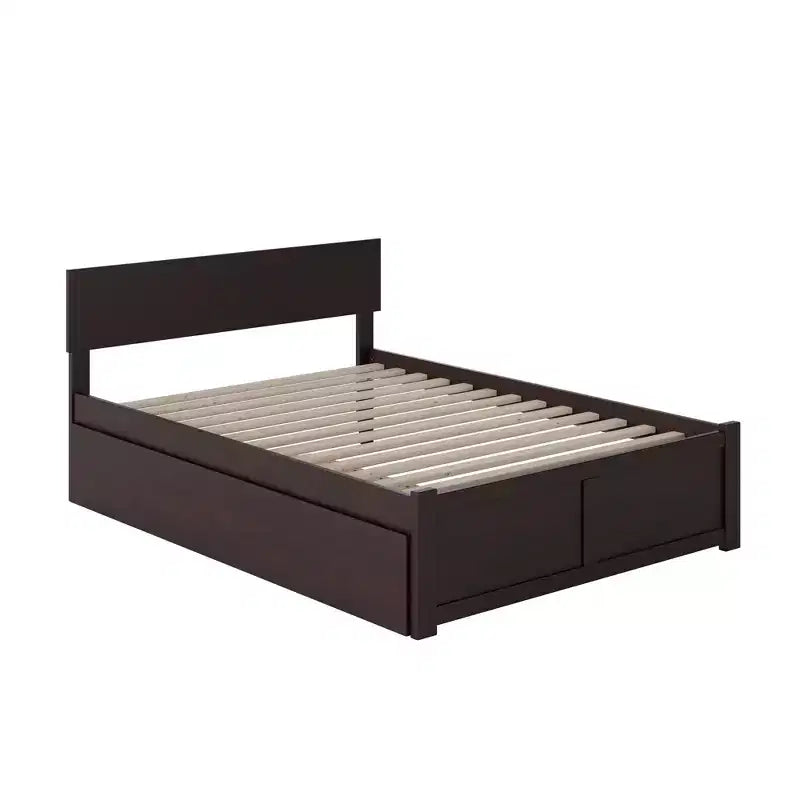 Letto a piattaforma matrimoniale marrone/bianco con letto estraibile singolo, 2 posti letto