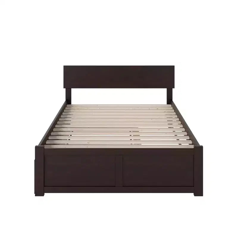 Letto a piattaforma matrimoniale marrone/bianco con letto estraibile singolo, 2 posti letto
