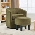 Bestier Swivel Accent Chair with Ottoman Set, Barrel Club Chair with Simple Line Design for Living Room Bedroom, Round Reading Chair