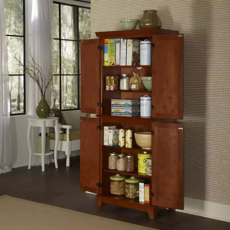 Dispensa a 4 ante e 4 ripiani Cottage Oak, montaggio per 1 persona