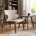 Set sedia e tavolino rotondo accent in noce a 2 posti Mid-Century