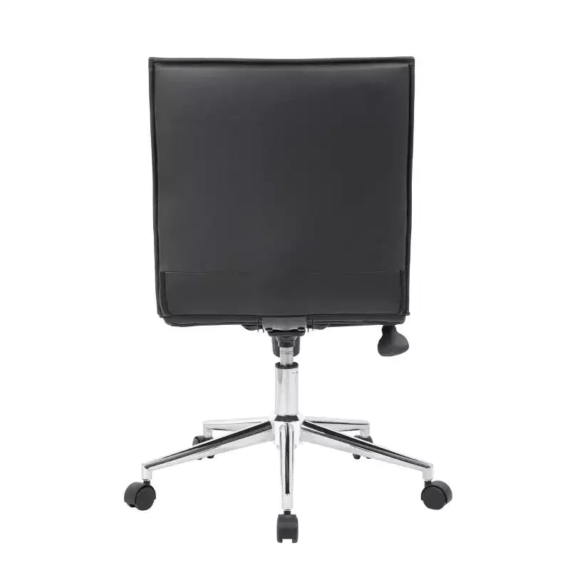 Sedia da lavoro senza braccioli in vinile nero, seduta singola