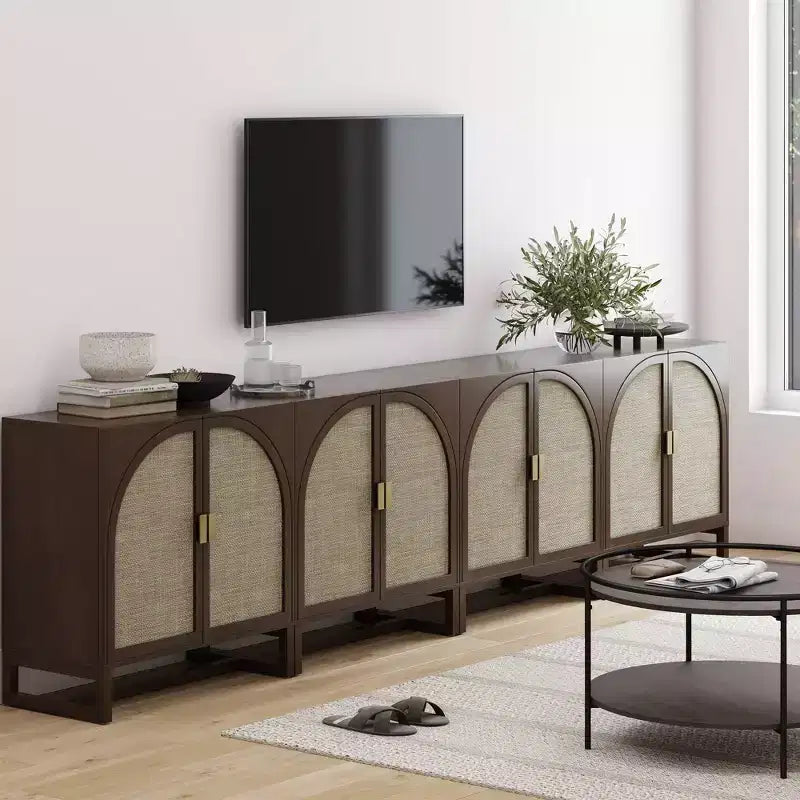 Cassettiera 2 ante in legno Boho Marrone Scuro, Set da 4
