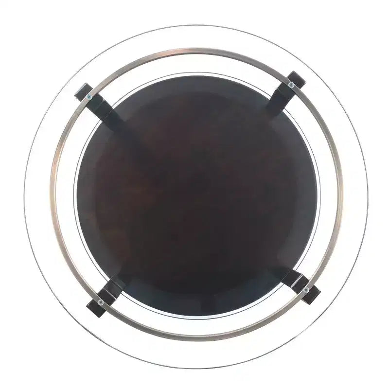 Set tavolino da caffè e tavolini laterali rotondi con ripiano in vetro, 3 pezzi, color espresso