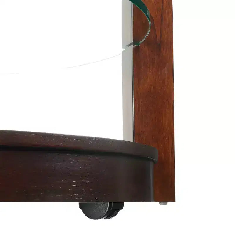 Set tavolino da caffè e tavolini laterali rotondi con ripiano in vetro, 3 pezzi, color espresso