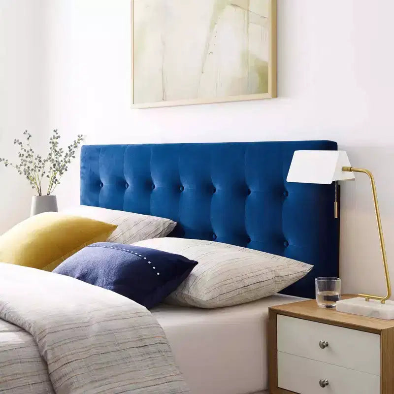 Testata in velluto trapuntato matrimoniale Grigio/Blu scuro – 1 persona