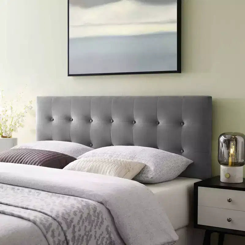Testata in velluto trapuntato matrimoniale Grigio/Blu scuro – 1 persona