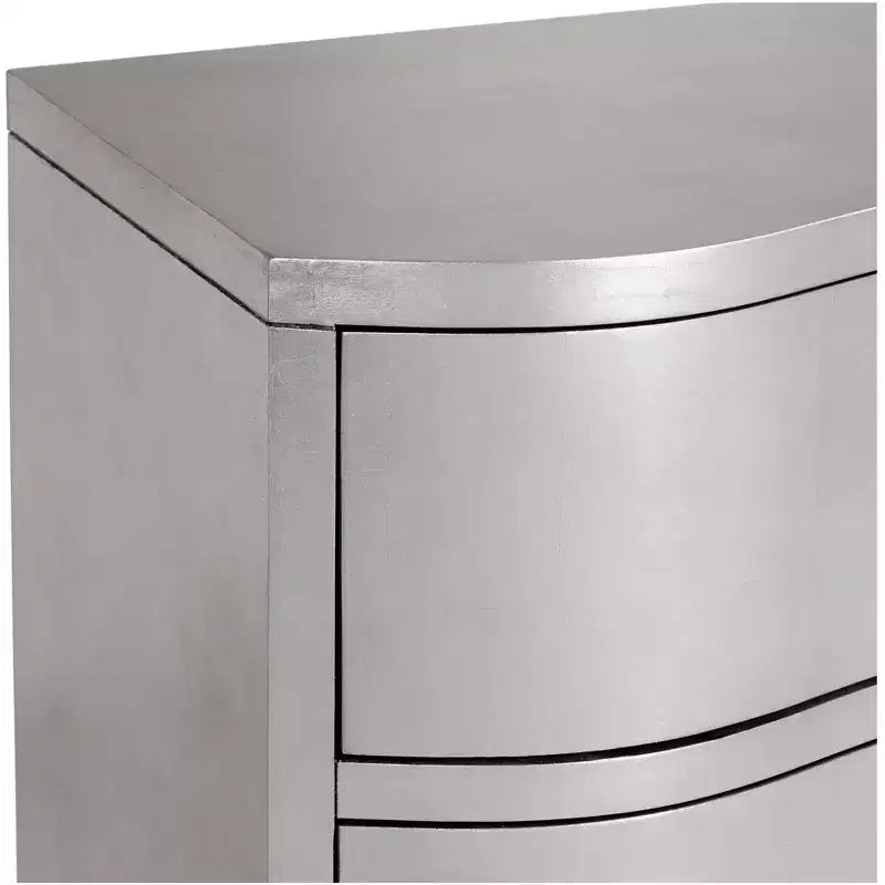 Cassettiera a 3 cassetti Champagne Silver Leaf Serpentine