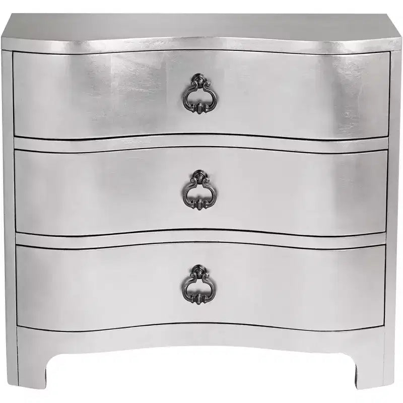Cassettiera a 3 cassetti Champagne Silver Leaf Serpentine