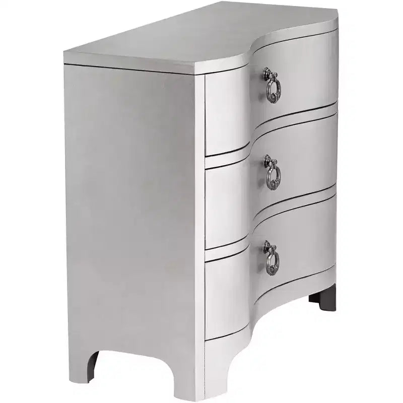 Cassettiera a 3 cassetti Champagne Silver Leaf Serpentine