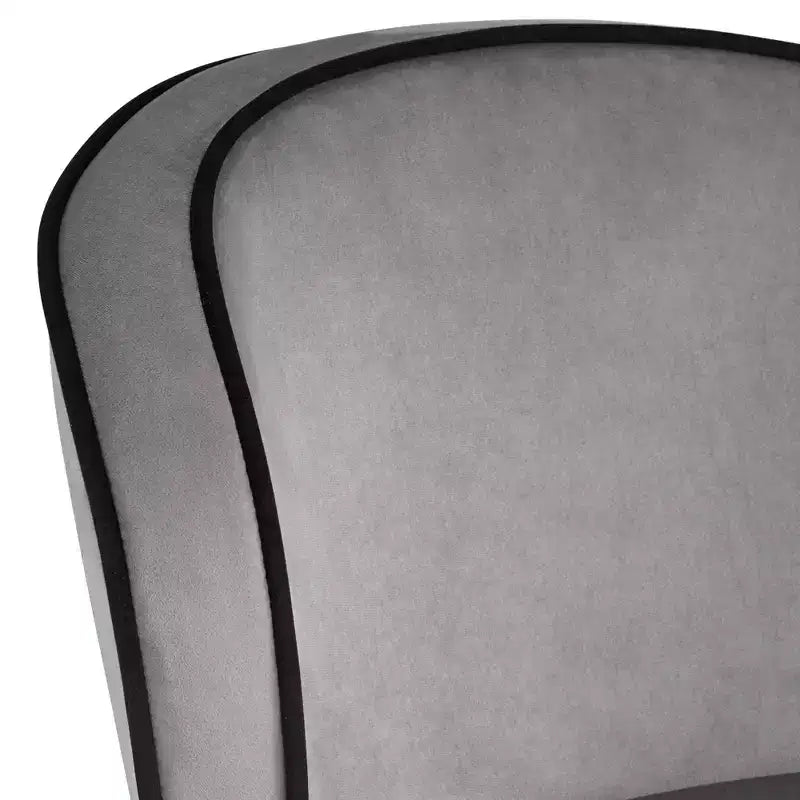 Sgabello da bancone in velluto grigio con gambe in legno nero, schienale medio, seduta singola