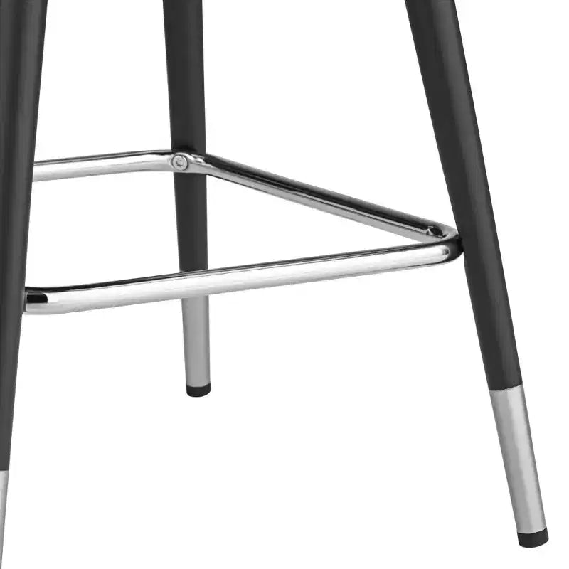 Sgabello da bancone in velluto grigio con gambe in legno nero, schienale medio, seduta singola