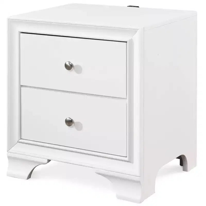 Comodino bicolore (bianco/nero) a 2 cassetti con porta USB, 1 persona