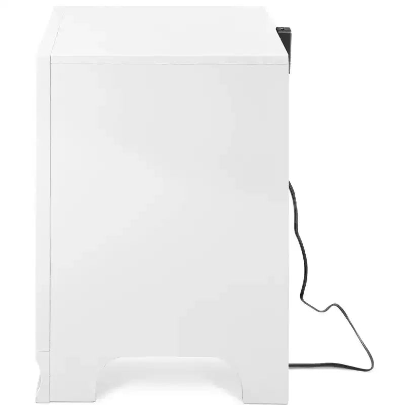 Comodino bicolore (bianco/nero) a 2 cassetti con porta USB, 1 persona