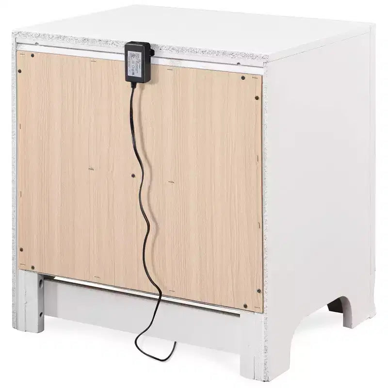Comodino bicolore (bianco/nero) a 2 cassetti con porta USB, 1 persona
