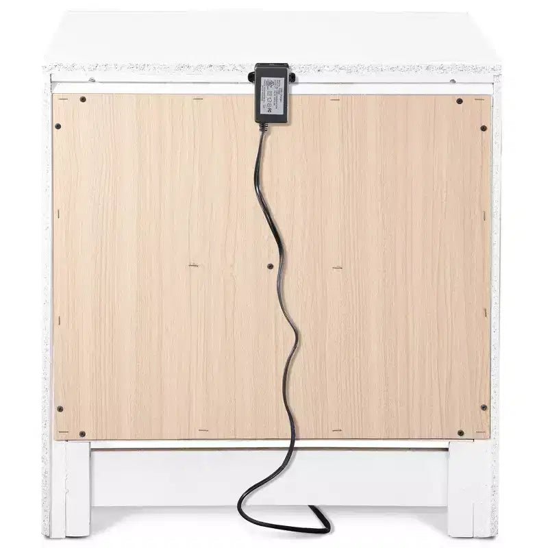 Comodino bicolore (bianco/nero) a 2 cassetti con porta USB, 1 persona