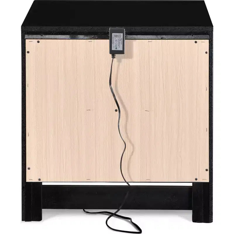 Comodino bicolore (bianco/nero) a 2 cassetti con porta USB, 1 persona
