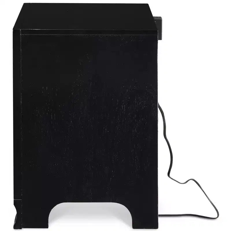 Comodino bicolore (bianco/nero) a 2 cassetti con porta USB, 1 persona