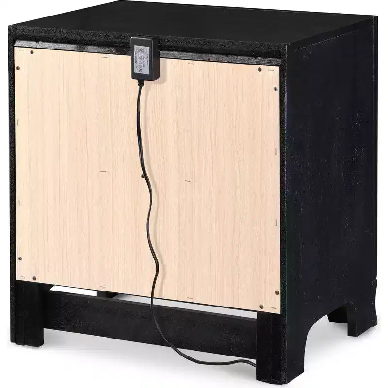 Comodino bicolore (bianco/nero) a 2 cassetti con porta USB, 1 persona