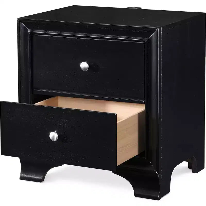 Comodino bicolore (bianco/nero) a 2 cassetti con porta USB, 1 persona