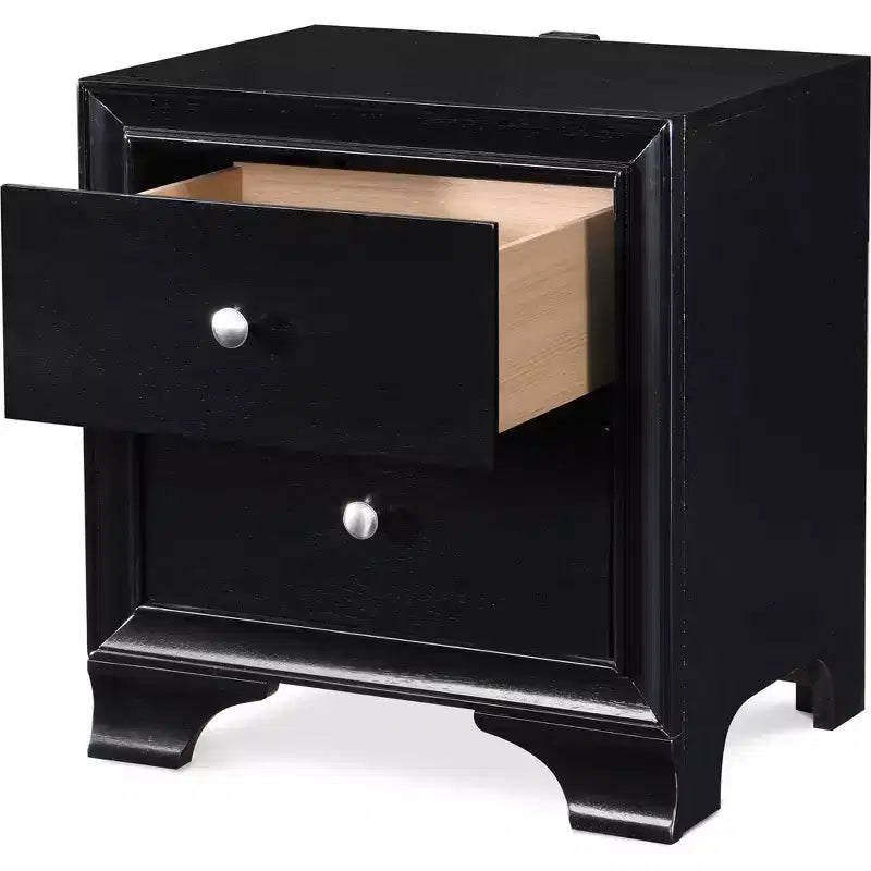 Comodino bicolore (bianco/nero) a 2 cassetti con porta USB, 1 persona