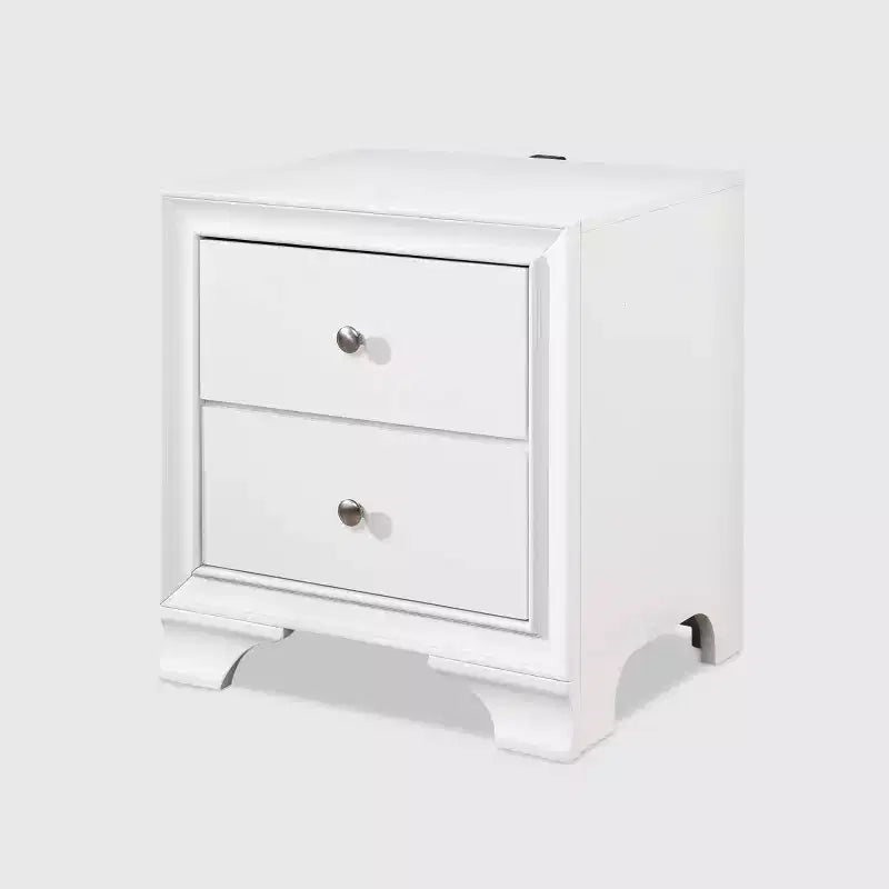 Comodino bicolore (bianco/nero) a 2 cassetti con porta USB, 1 persona