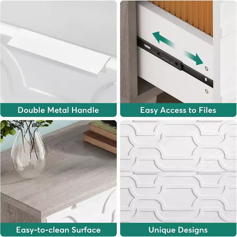 Classificatore orizzontale a 2 cassetti grigio e bianco / noce e bianco per 1-2 utenti