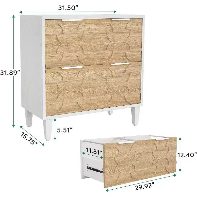 Classificatore orizzontale a 2 cassetti grigio e bianco / noce e bianco per 1-2 utenti