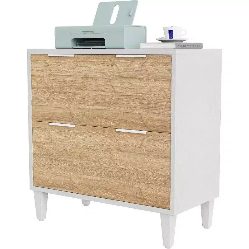 Classificatore orizzontale a 2 cassetti grigio e bianco / noce e bianco per 1-2 utenti